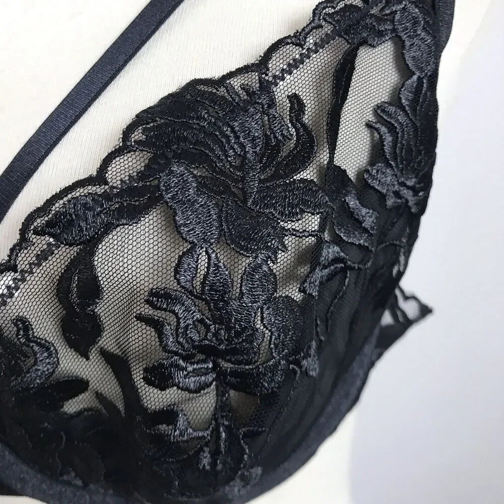Hustler Bra Push Up Floral Romantic Gothic Whimsigoth Witchy Victorian Lingerie